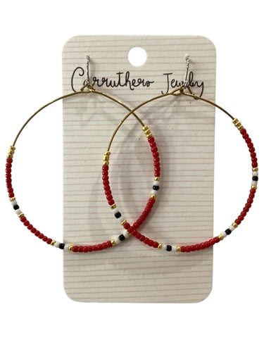 Red + Black + White Hoop Earrings