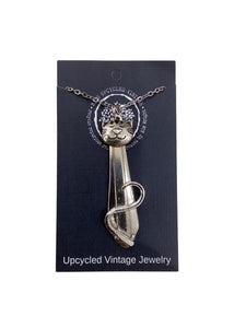 Silverplate Kitty Cat Necklace