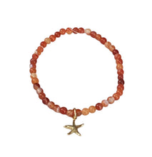 Coral Agate & Starfish Charm Bracelet