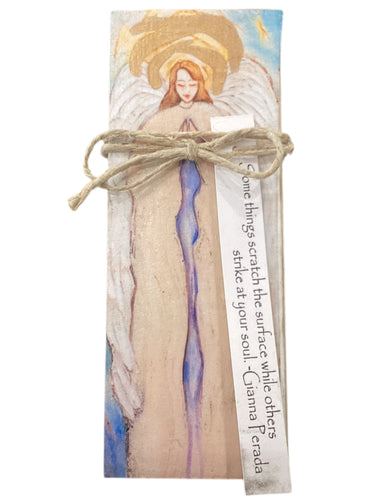 Small Wood Block Angel - Some things scratch the surface while others strike at your soul. - Gianna Perada