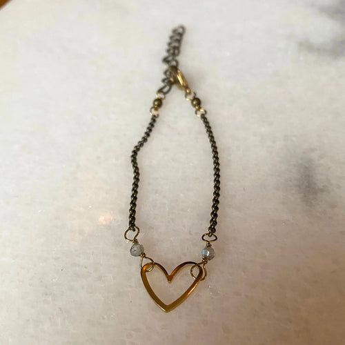 Heart Bracelet -  Labradorite