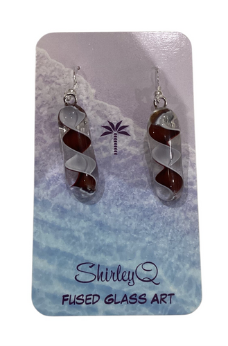 Wavy Brown Dangle Earrings