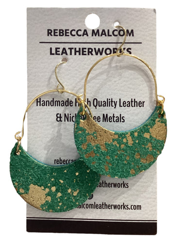 Crescent Earrings - Green Gold