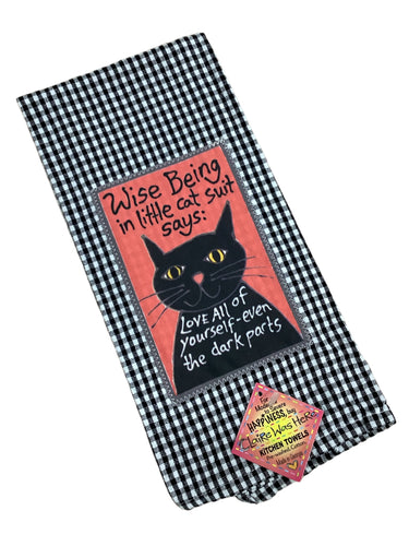 #91 Tea Towel- Dark Parts Cat