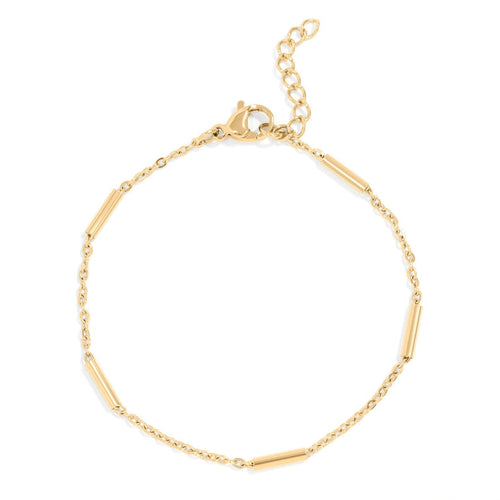 18K Gold PVD Stainless Steel Satellite Bar Chain Bracelet - Gold