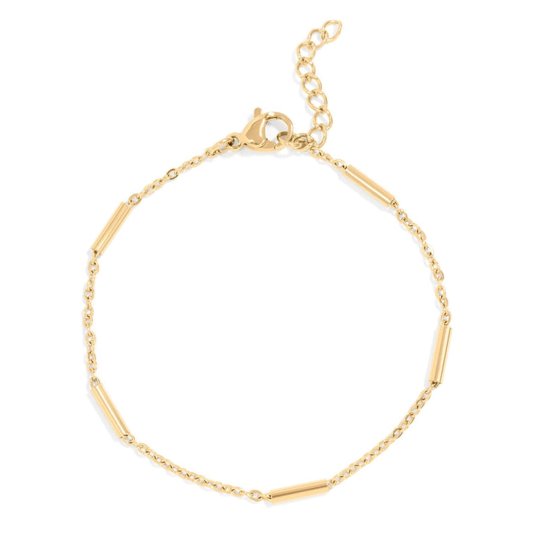 18K Gold PVD Stainless Steel Satellite Bar Chain Bracelet - Gold