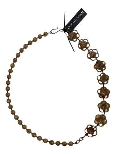 Clear Large Hawaiian Flower Czech Glass Necklace With Side Clasp