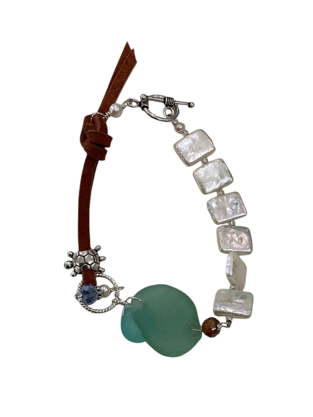 Seaglass + Leather Bracelet