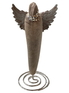 Driftwood Angel Sculpture o Metal Spiral Stand