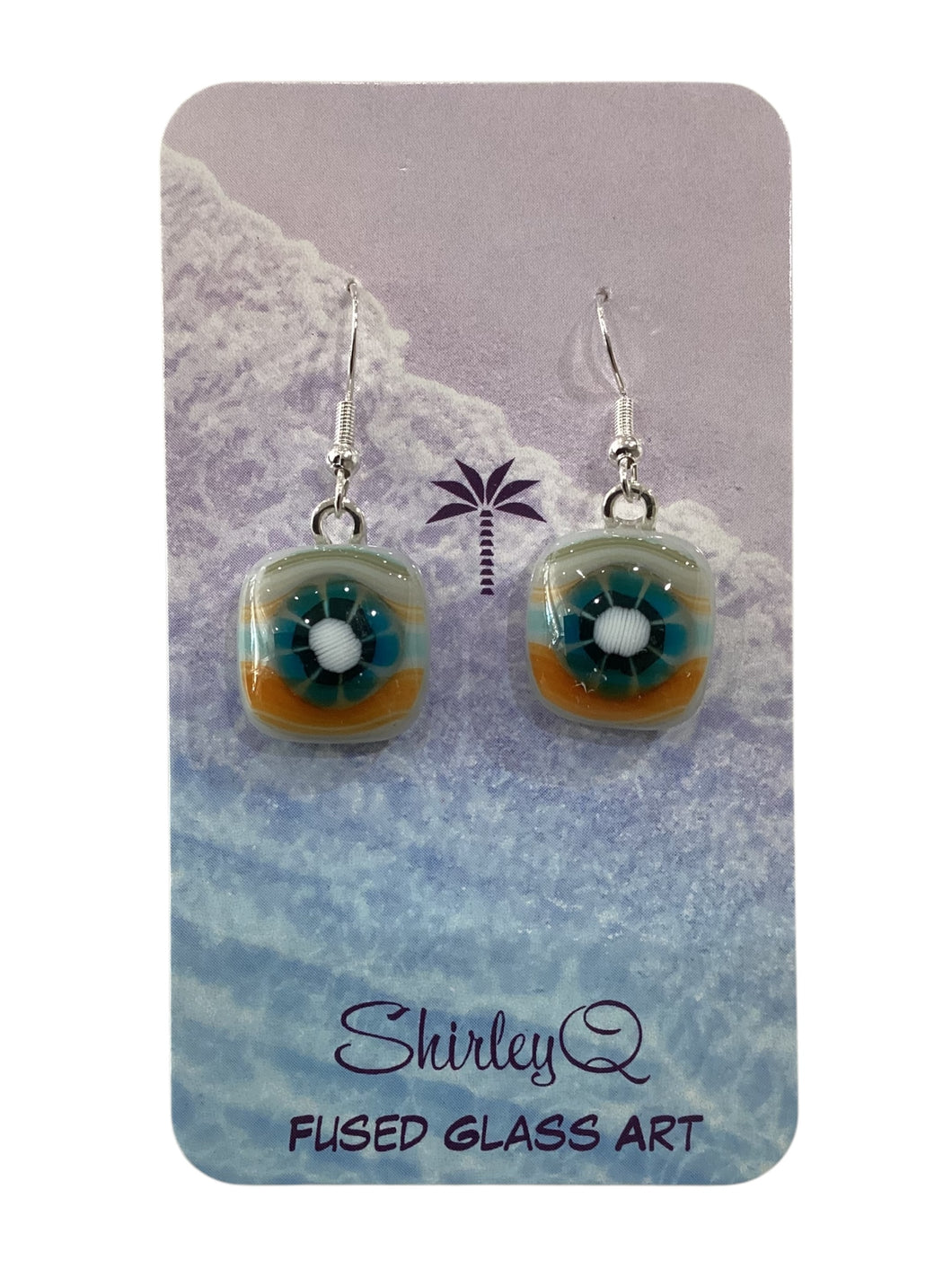 Small Dangle Earrings - Southwestern with White Dot