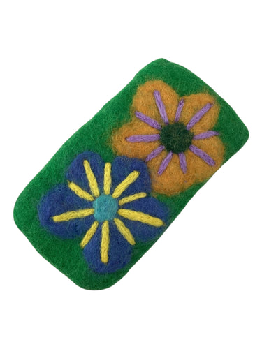 Felted Flower Eyeglass Holder - Green