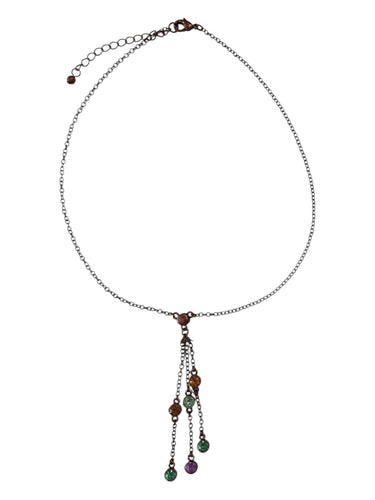 Vintage Dangle Necklace - Multi-Color Gems