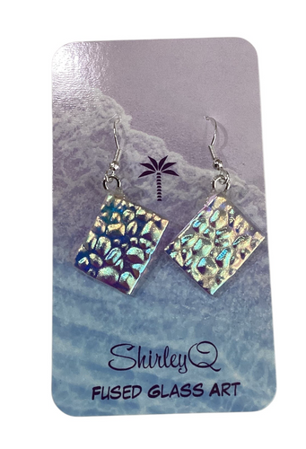 Clear Dichro Dangle Earrings