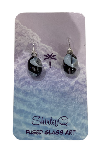 Wavy Black Dangle Earrings