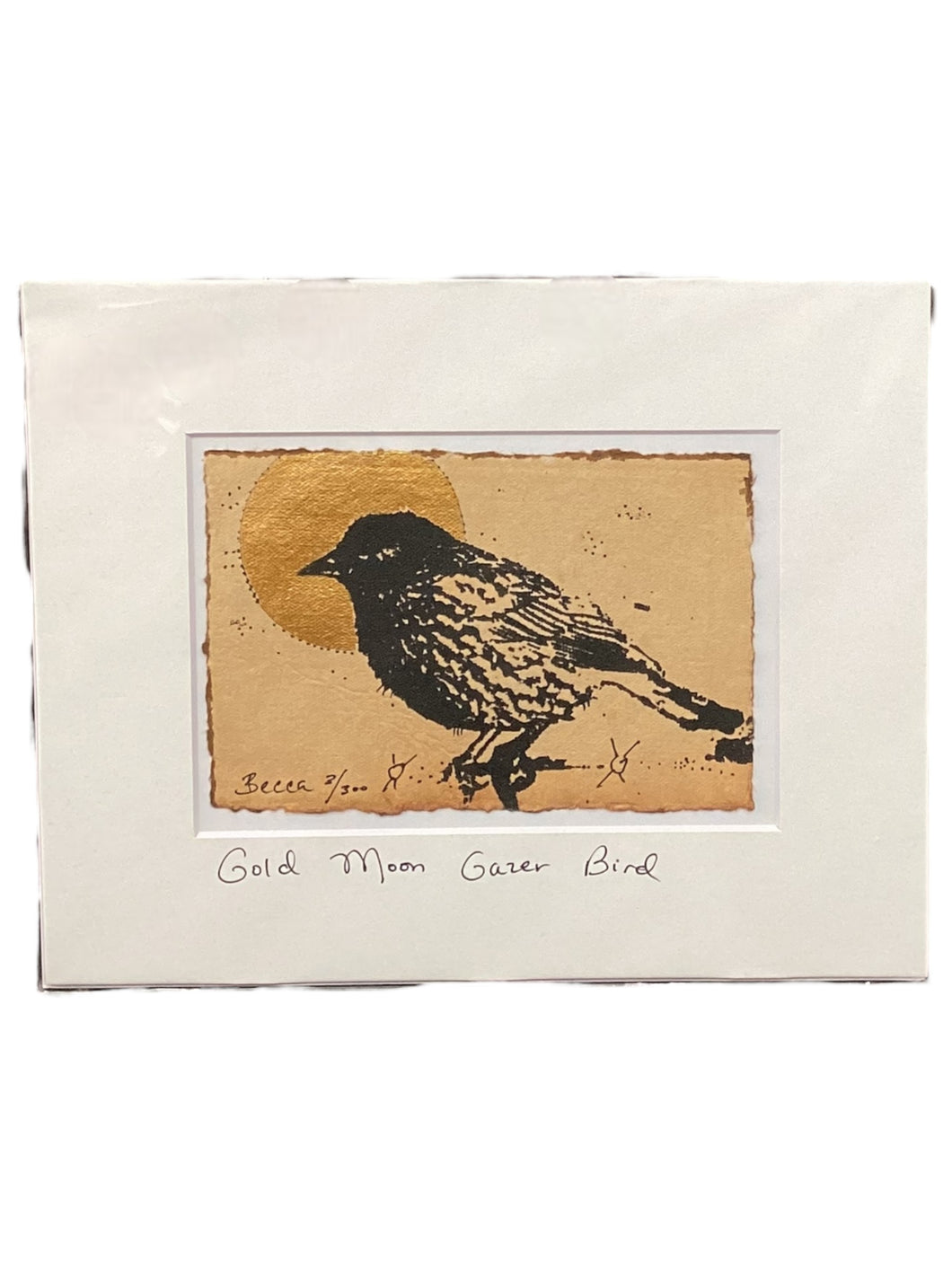 Gold Moon Gazer Bird - Original - 8