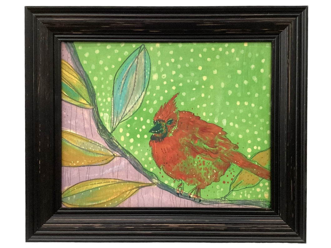 Cardinal Spring Morning - Print on Canvas w/ Frame