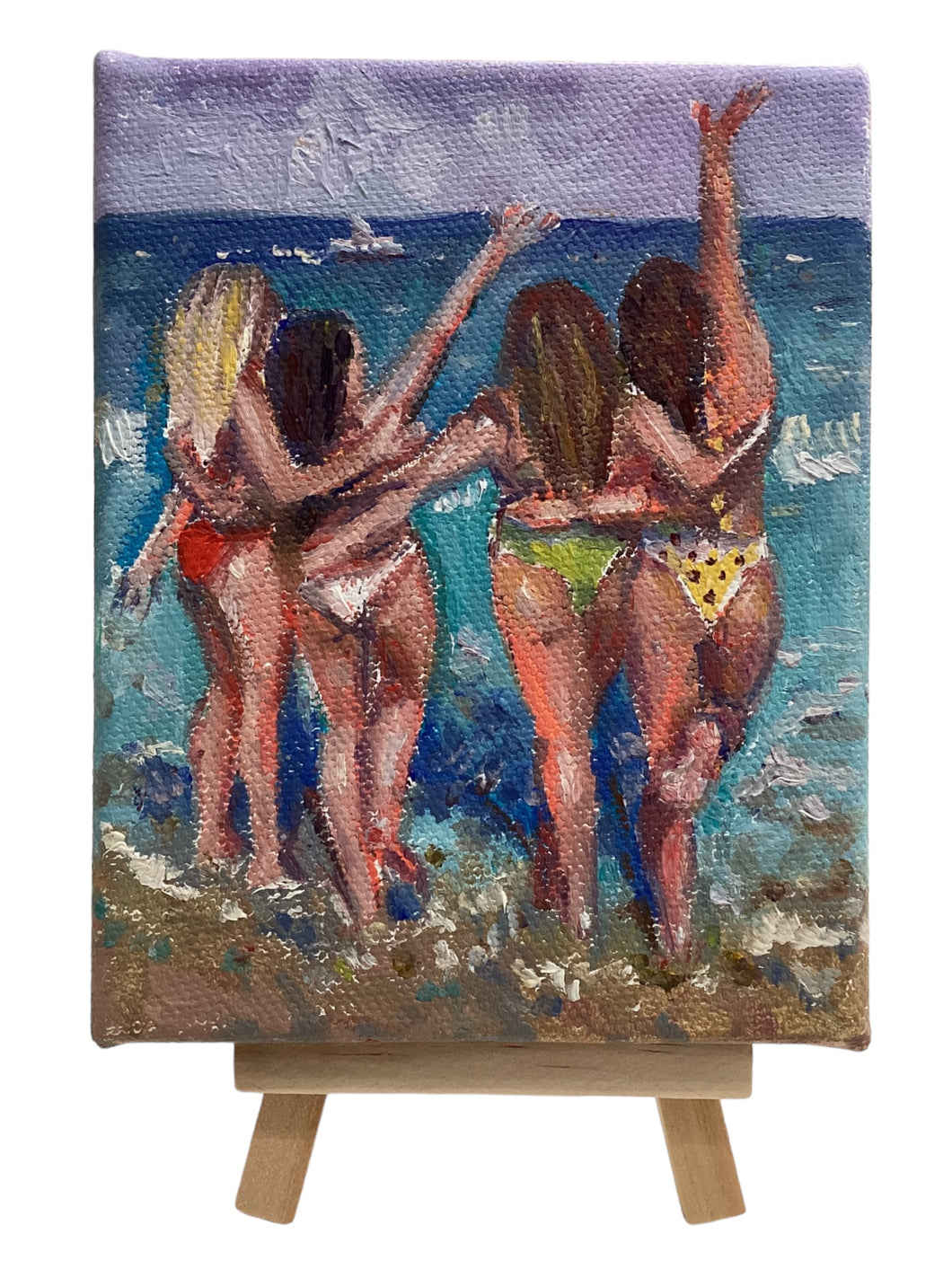 Girls at the Beach with Easel