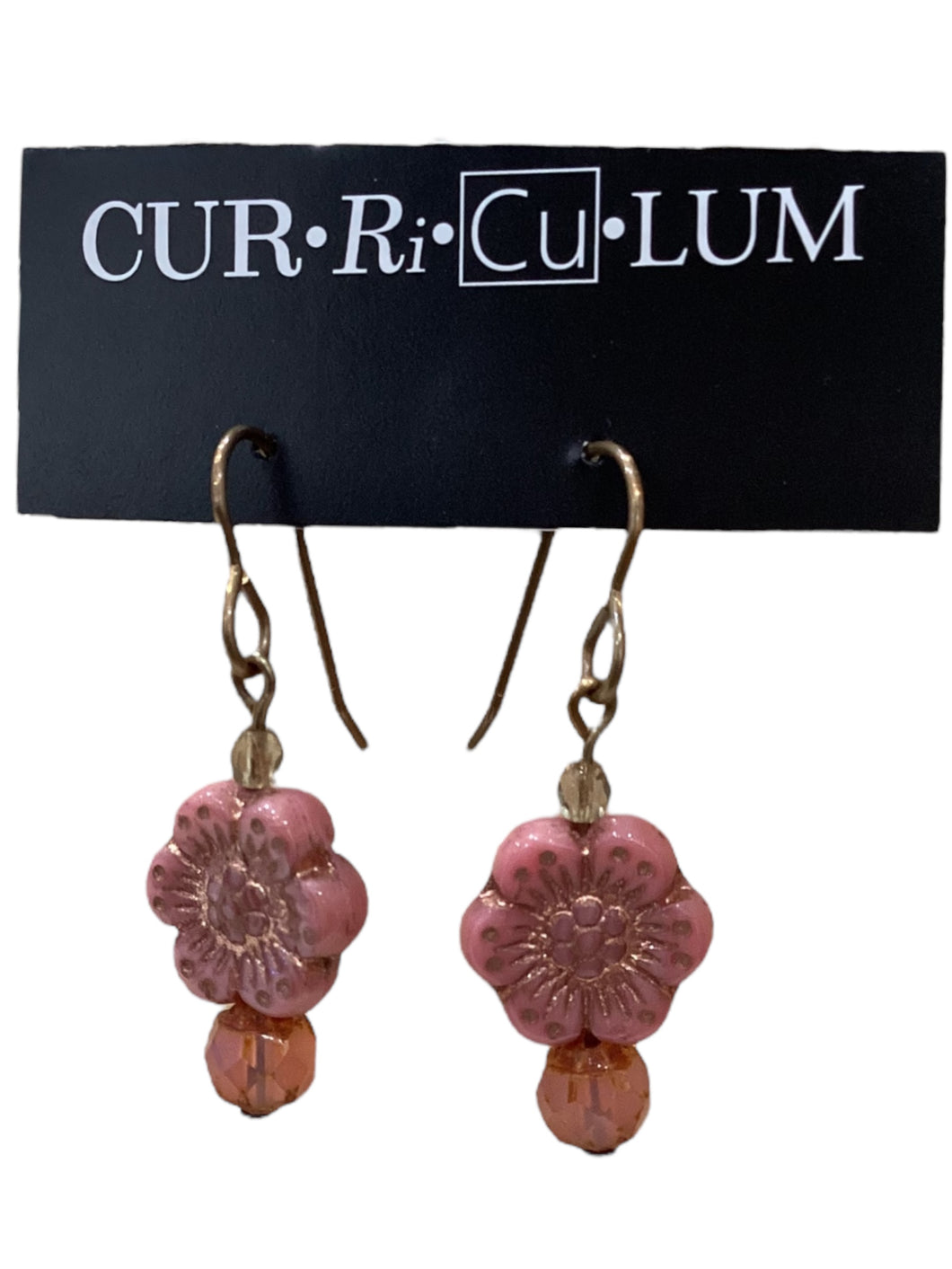 Pink Rose Czech Glass Earrings