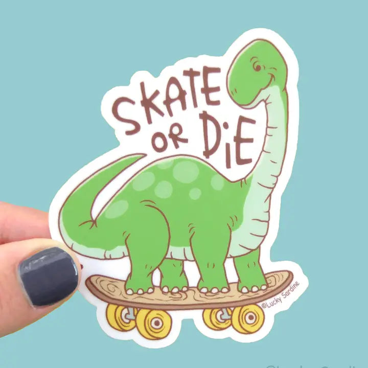 Brontosaurus Dinosaur - Skate or Die Vinyl Sticker