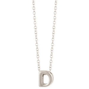 Silver Initial Charm Necklace - Letter D