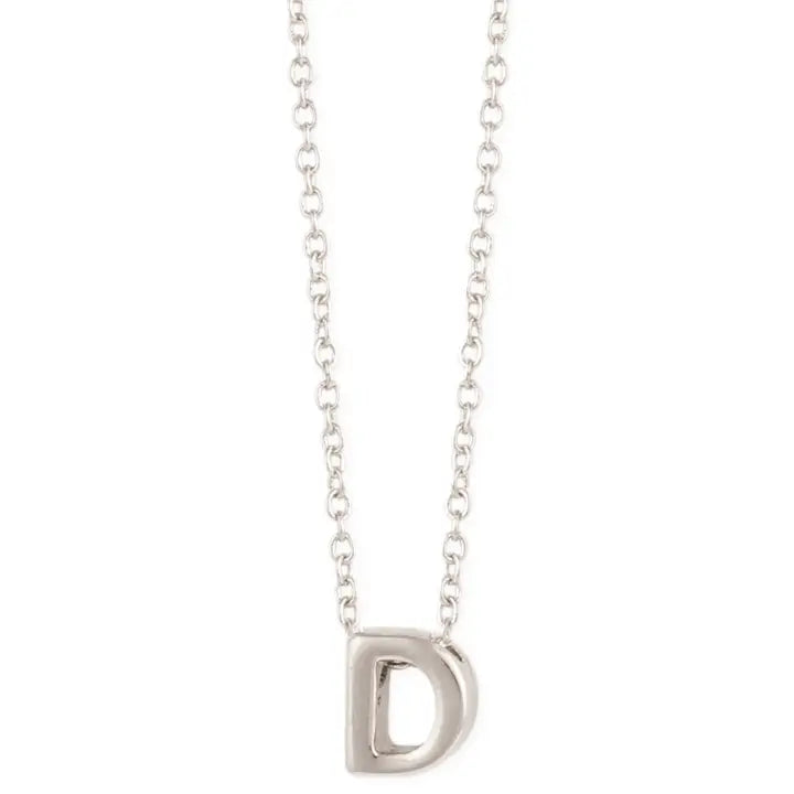 Silver Initial Charm Necklace - Letter D