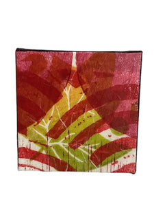 Red + Green Leaves Block Print