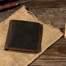 Genuine Leather Handmade Bifold Wallet - Dark Brown