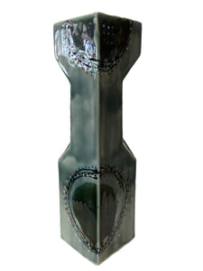 Cathedral Vase - b. Aqua with Dark Circle