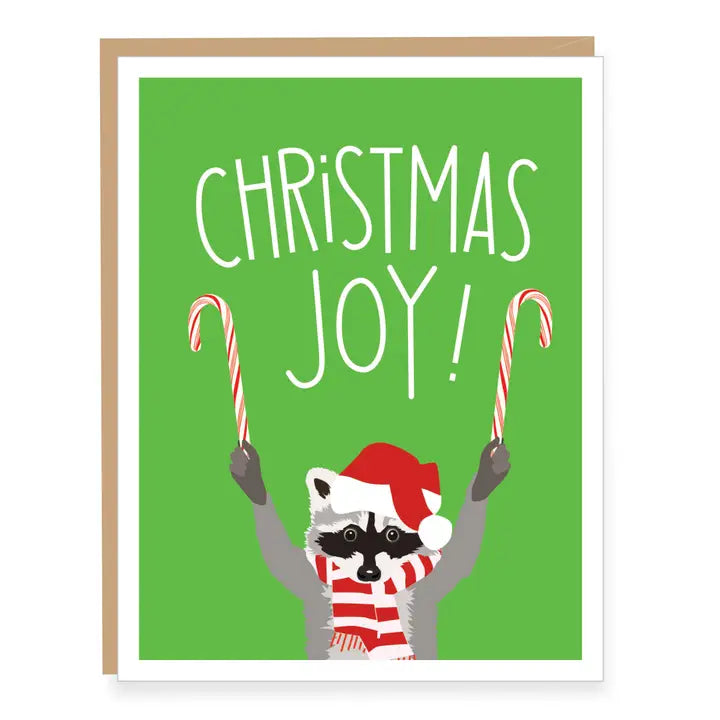 Christmas Joy Raccoon Christmas Card