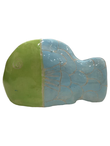 Fish Sculpture/Stone - Blue/Green