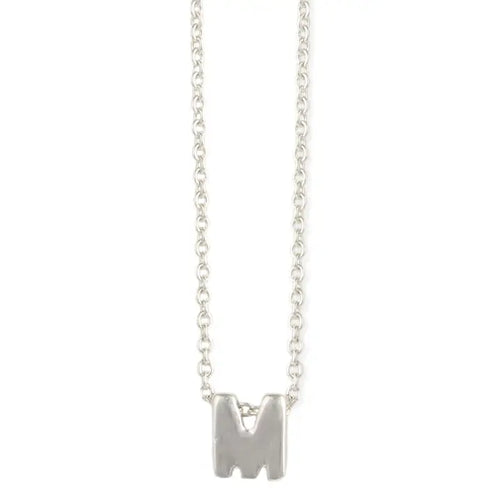 Silver Initial Charm Necklace - Letter M