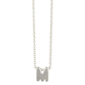 Silver Initial Charm Necklace - Letter M