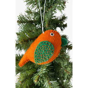 Felt Bird Ornament - Orange