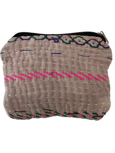 Kantha Zipper Pouch Bag - Small