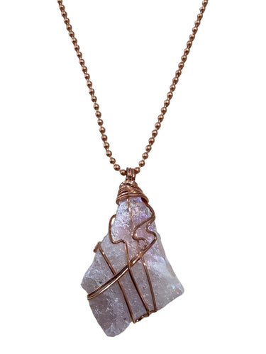 Rose Angel Aura Quartz Treated Pendant