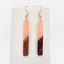 Resin Wooden Stick Pendant Earrings - Rectangle