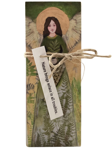 Small Wood Block Angel - Nature brings solace in all troubles.