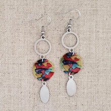 Alcohol Ink Stainless Steel Double Circle Drop Earrings