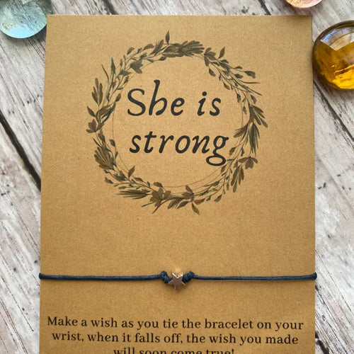 She Is Strong Wish Bracelet - White