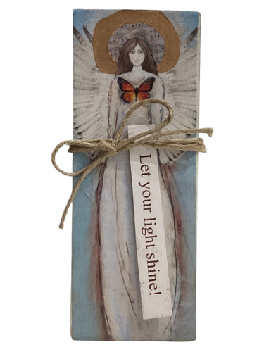 Small Wood Block Angel - Let your light shine!