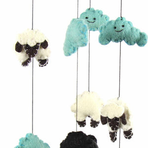 Blue Counting Sheep Baby Nursery Felt Mobile