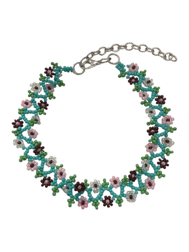 Flower Child Beaded Anklet - Turquoise