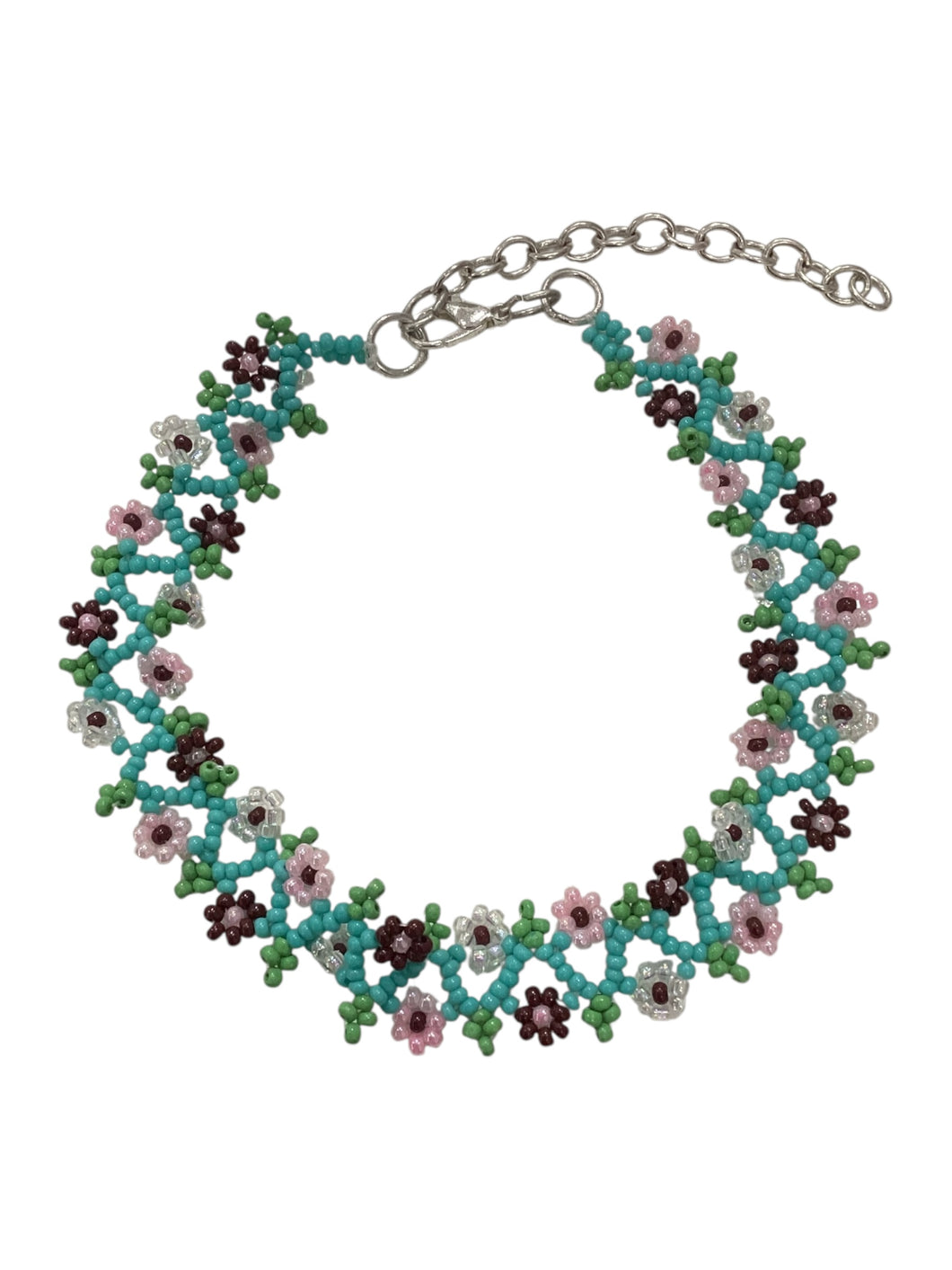 Flower Child Beaded Anklet - Turquoise