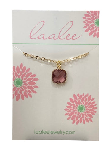 Gemstone Glass Necklaces - Eggplant