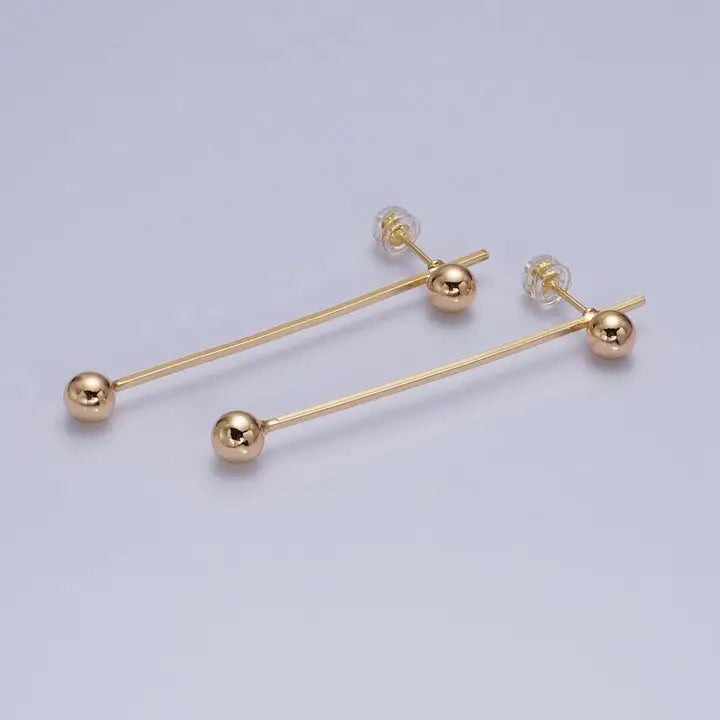 16K Gold Filled Double Bubble Bead Drop Stud Earrings