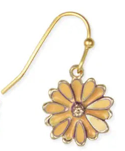 Colorful Spring Enamel Gold Flower Earrings - Orange