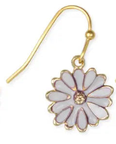 Colorful Spring Enamel Gold Flower Earrings - Cream