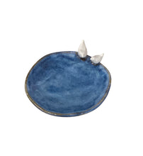 Bird Trinket Dish - Blue with 2 White Birds