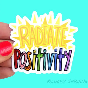 Radiate Positivity Happy Rainbow Vibes Vinyl Sticker