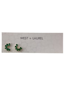 Studs Earrings - Green Crystal Arc